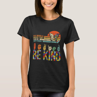 Kind Hand Sign Language Asl Puzzle Autism Awarenes T-Shirt