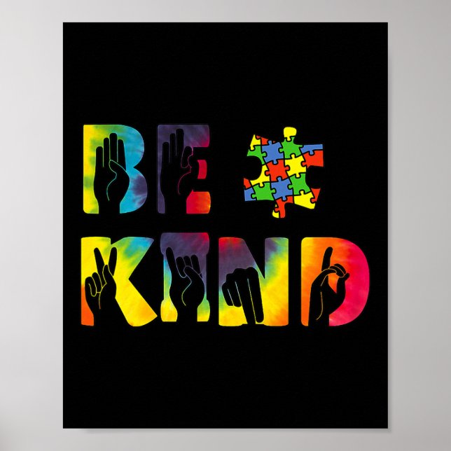 Kind Hand Sign Language Puzzle Autism Awareness As (Front)