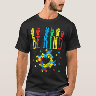 Kind Hand Sign Language Puzzle Autism Awareness As T-Shirt