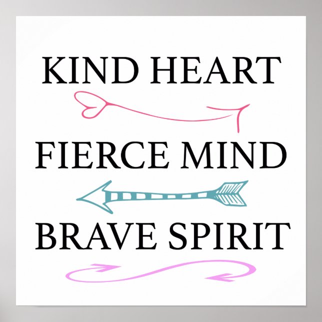 Kind Heart, Fierce Mind, Brave Soul Wall Art (Front)
