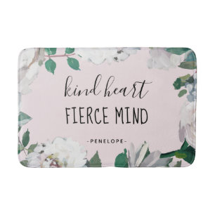 Kind Heart Fierce Mind Watercolor Bath Mat