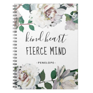 Kind Heart Fierce Mind Watercolor Floral and Name Notebook
