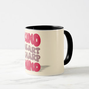 Kind Heart Sharp Mind Quote in Red Bubble font  Mug
