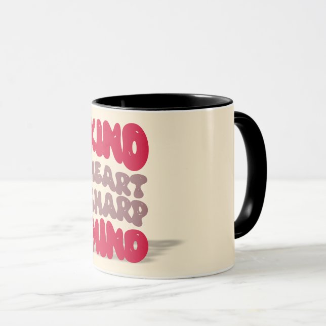 Kind Heart Sharp Mind Quote in Red Bubble font  Mug (Front Right)