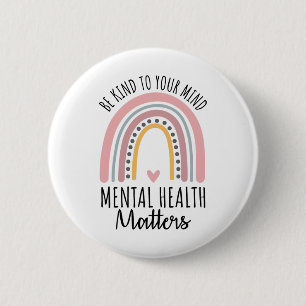 Kind Mental Health Problems Polka Dot Rainbow Awar 2 Inch Round Button