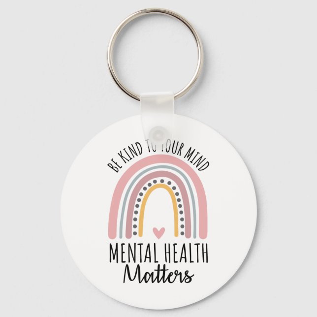 Kind Mental Health Problems Polka Dot Rainbow Awar Keychain (Front)