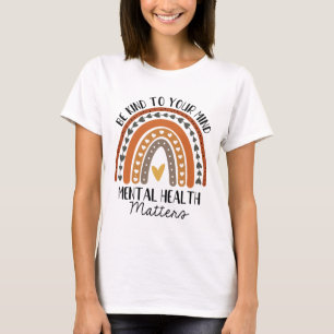 Kind Mental Health Problems Polka Dot Rainbow Awar T-Shirt