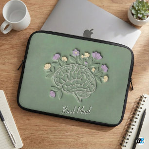 Kind Mind Floral Brain Mental Health Psychology SG Laptop Sleeve