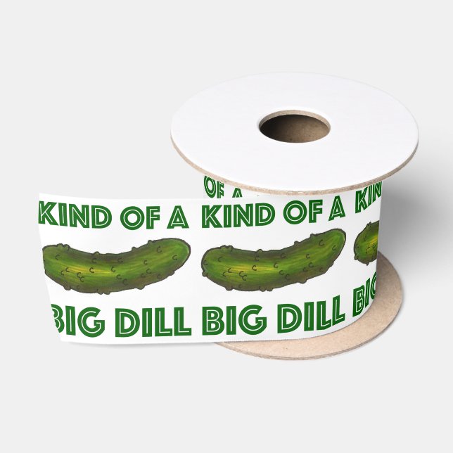Kind of a Big Dill (Deal) Green Pickle Food Print Satin Ribbon (Spool)