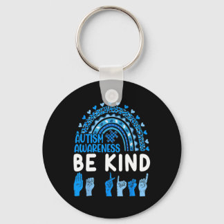 Kind Sign Language Asl Puzzle Rainbow Autism Aware Keychain