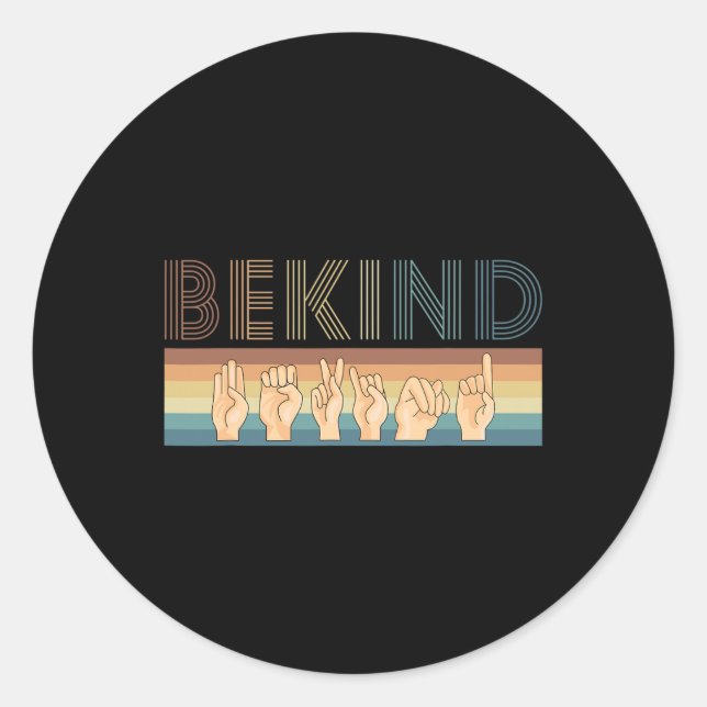 Kind Sign Language Deaf 1  Classic Round Sticker (Front)