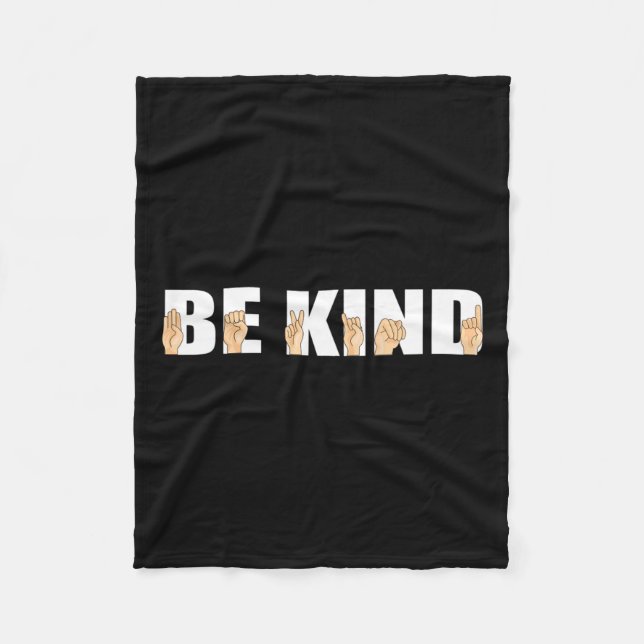 Kind Sign Language Deaf  Fleece Blanket (Front)
