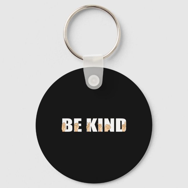 Kind Sign Language Deaf  Keychain (Front)