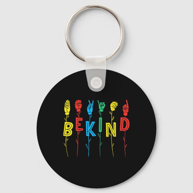 Kind Sign Language Hand Autism Awareness Asl Inter Keychain (Front)