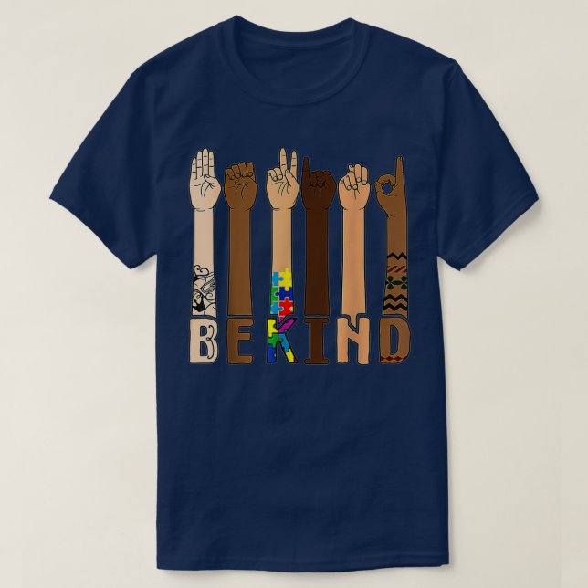 Kind Sign Language Hand Talking Teachers Interpret T-Shirt (Design Front)