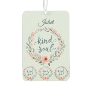 Kind Soul Floral Wreath Watercolor Quote Air Freshener