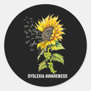 Kind Sunflower Dyslexia Awareness Classic Round Sticker