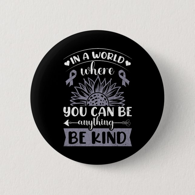 Kind Sunflower Funny Dyslexia Awareness Graphic  2 Inch Round Button (Front)