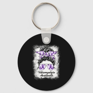 Kind To Be Fibromyalgia Awareness Messy Bun Girl B Keychain
