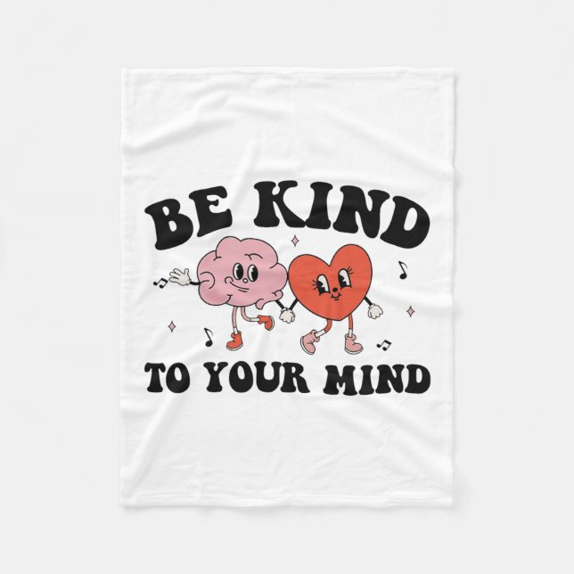 Kind To Your Mind Groovy Retro Mental Health Aware Fleece Blanket (Front)