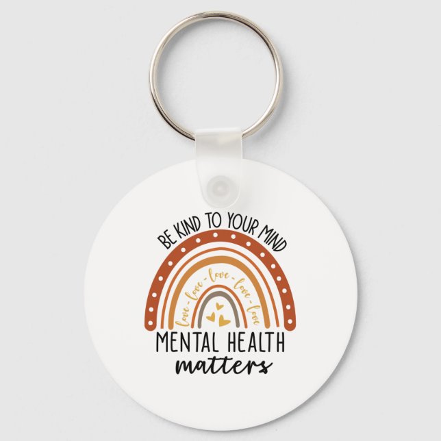 Kind To Your Mind Leopard Rainbow Mental Health Pr Keychain (Front)