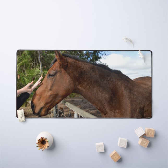 "Kind Touch: Bonding with a Gentle Brown Horse" Desk Mat (Kids Table)