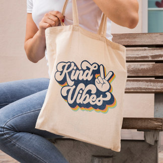 Kind Vibes Retro Inspirational  Tote Bag