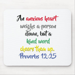 Kind Words For An Anxiety Colorful Bible Verse Mouse Pad