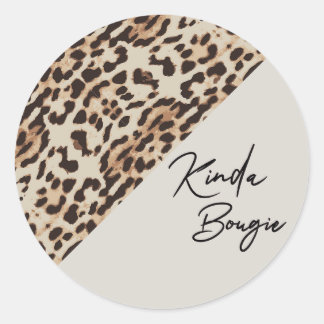 Kinda Bougie Beige Leopardprint Classic Round Sticker