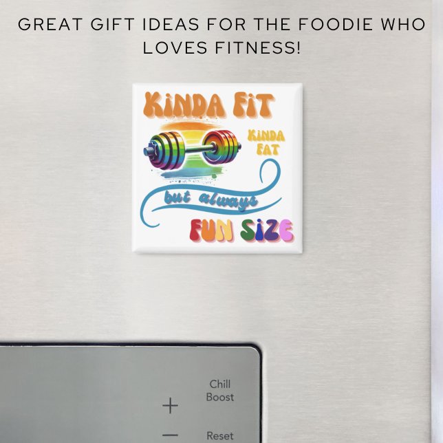 Kinda Fit Funny Gym Fitness Rainbow Magnet (Fitness Foodie Funny Refrigerator or Locker Magnet Gift
)