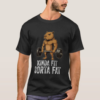 Kinda Fit Sorta Fat Capybara Weightlifting Workout T-Shirt
