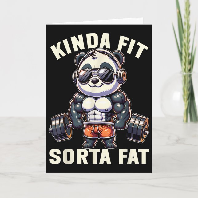 Kinda Fit Sorta Fat - Funny Gym Bear Weightlifting Card (Front)