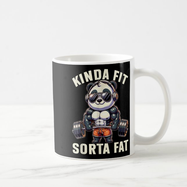 Kinda Fit Sorta Fat - Funny Gym Bear Weightlifting Coffee Mug (Right)