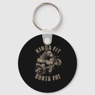 Kinda Fit Sorta Fat - Funny Gym Bear Weightlifting Keychain