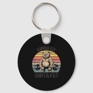 Kinda Fit Sorta Fat - Funny Gym Bear Weightlifting Keychain