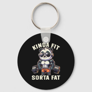 Kinda Fit Sorta Fat - Funny Gym Bear Weightlifting Keychain