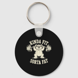 Kinda Fit Sorta Fat Funny Gym Cute Bear Retro  Keychain