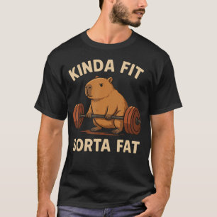 Kinda Fit Sorta Fat Funny Gym Cute Capybara Weight T-Shirt