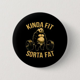 Kinda Fit Sorta Fat Funny Gym Panda Weightlifting 2 Inch Round Button