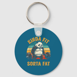 Kinda Fit Sorta Fat Funny Gym Panda Weightlifting Keychain