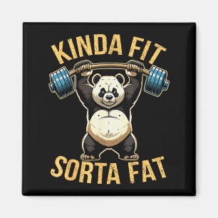 Kinda Fit Sorta Fat Funny Gym Panda Weightlifting  Magnet