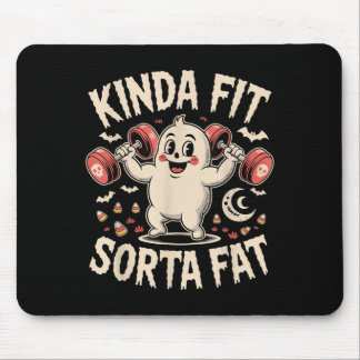 Kinda Fit Sorta Fat Funny Gym Retro Cute Ghost Vin Mouse Pad