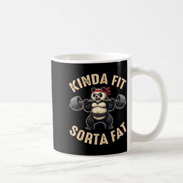 Kinda Fit Sorta Fat Gym-goers Panda Weightlifting  Coffee Mug (Right)