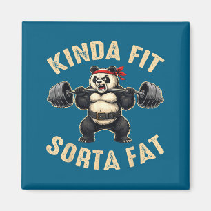 Kinda Fit Sorta Fat Gym-goers Panda Weightlifting Magnet