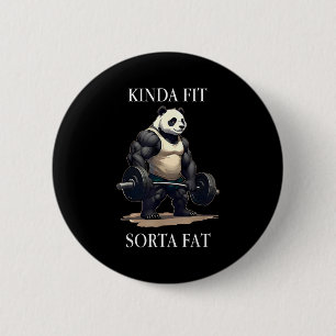 Kinda Fit Sorta Fat Gym Panda Weightlifting Workou 2 Inch Round Button