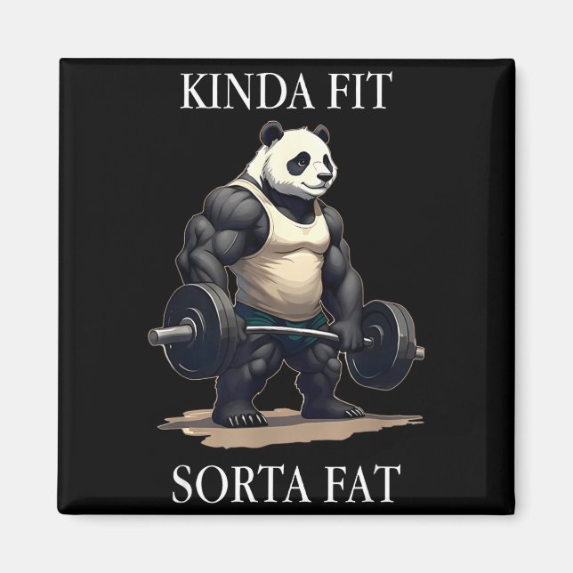 Kinda fit sorta fat gym panda weightlifting workou magnet (Front)