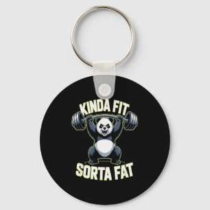 Kinda Fit Sorta Fat Panda Weightlifting Gym Workou Keychain