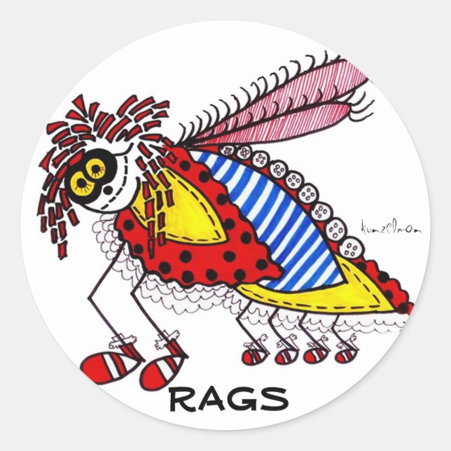 KINDA' LIKE A RAGS BUG CLASSIC ROUND STICKER (Front)