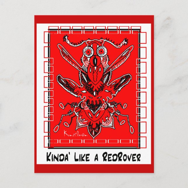 KINDA' LIKE A RED ROVER collectable TRADE Postcard (Front)