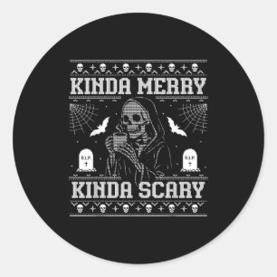 Kinda Merry Kinda Y Alt Goth Ugly Christmas Sweate Classic Round Sticker